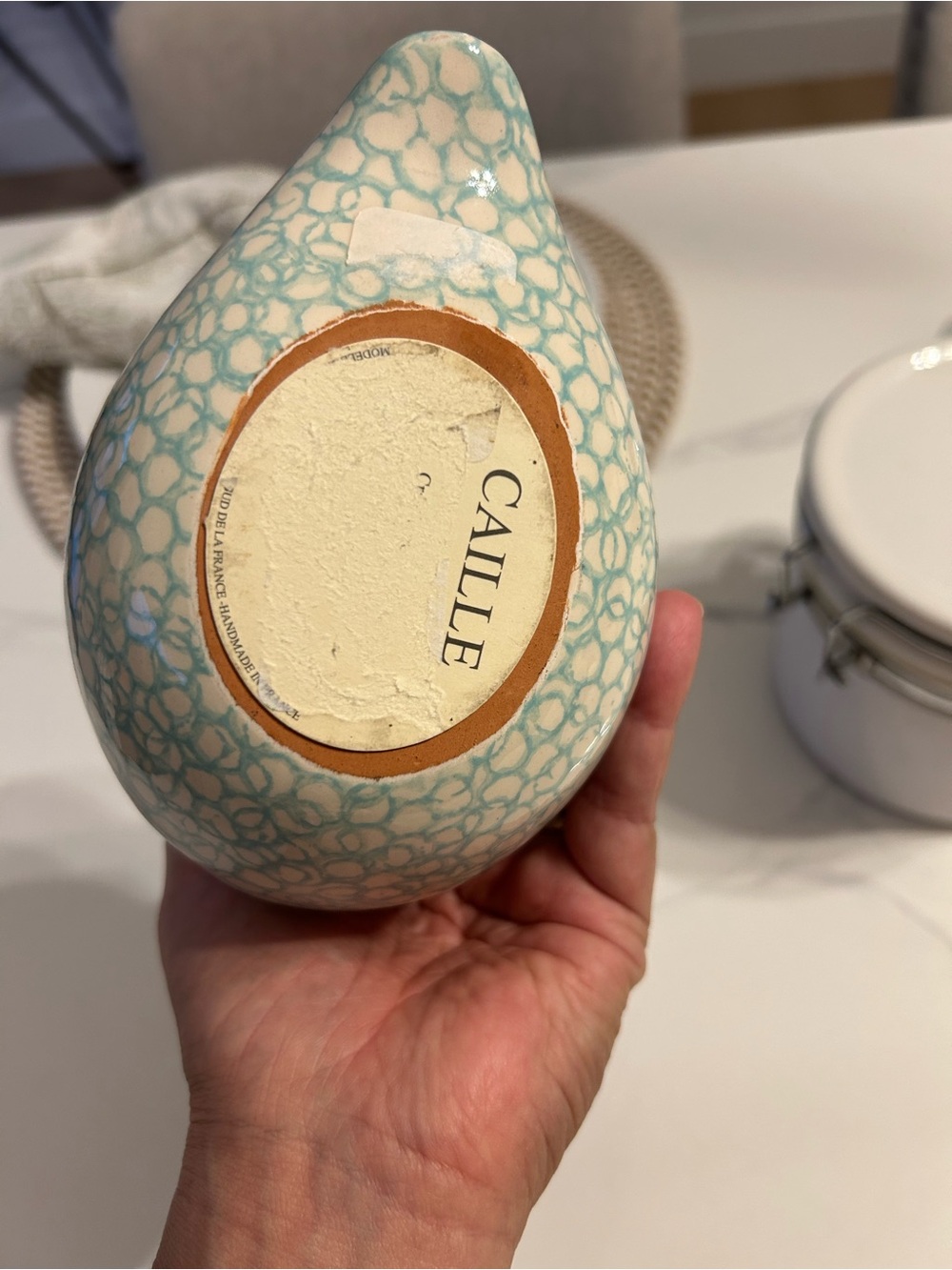 Caille Ceramic Decorative Quail in Cream and Light Teal - Home Accent 8” - Picture 9 of 9